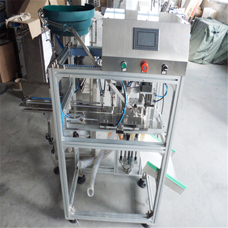 Stand up spout bags liquid juice drinking food filling sealing machine automatic mini doypack premade pouch filler screw capper equipment 