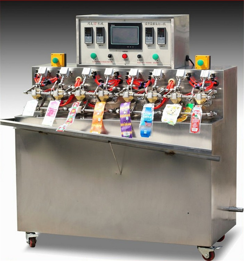 Ice-lolly stick shape juice spout bags filling sealing machine fully automatic stand up beverage bag filler sealer equipment food drinking packaging machinery