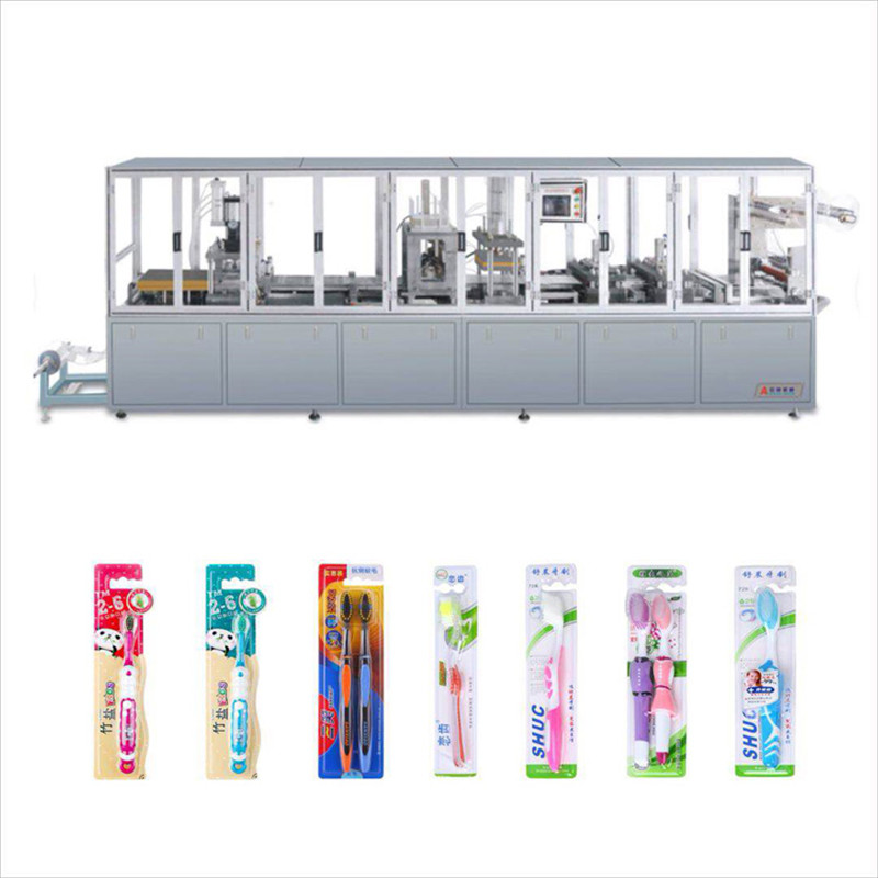 Automatic toothbrush paper plastic packaging machine toothbrush blister tray forming paper card sealing packing machine toothbrush packing line