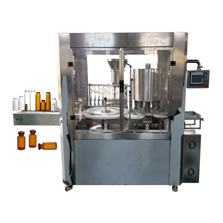 Automatic oral glass vial bottle liquid filling ROPP sealing pharmaceutical packing line