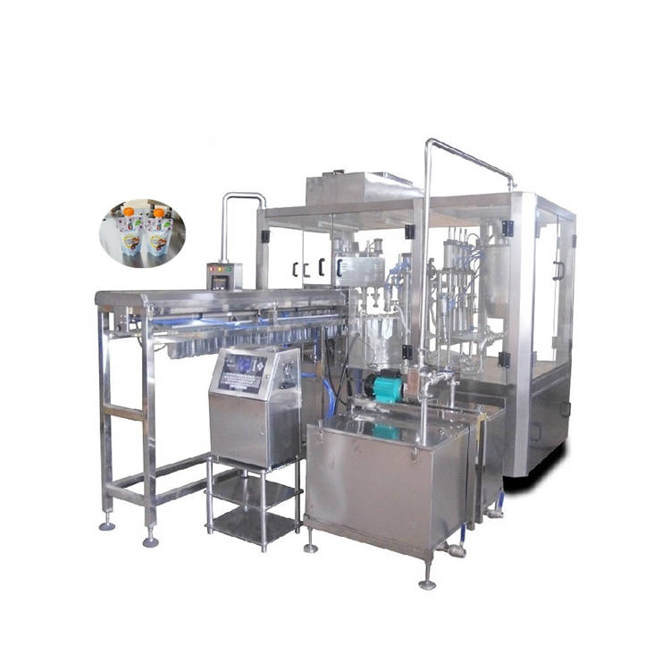 Automatic 4 station premade bag pouch jelly milk rotary filling capping machine